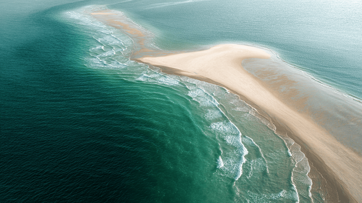 Ocean sandbar aerial view